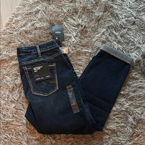 NWT Silver Boyfriend Mid-rise Dark Blue Jeans 16W 29L